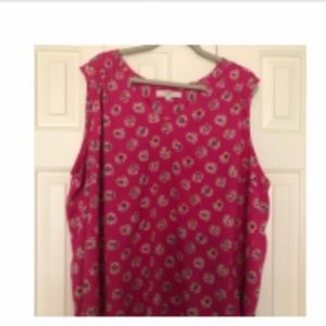 Loft Plus Size 24 Pink Floral Sleeveless Shell
